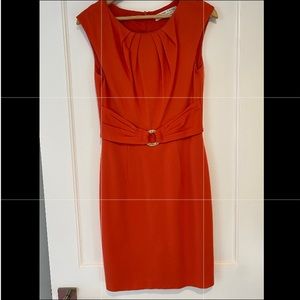 Trina Turk orange dress with gold buckle size 2